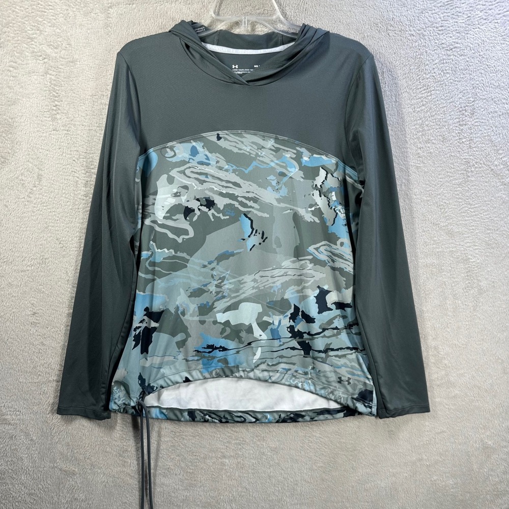 Under Armour Iso-Chill Shorebreak Womens Hoodie Hydro Camo Long Sleeve Size M